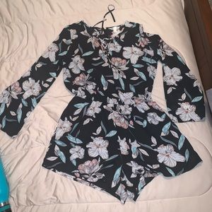 XL black floral romper